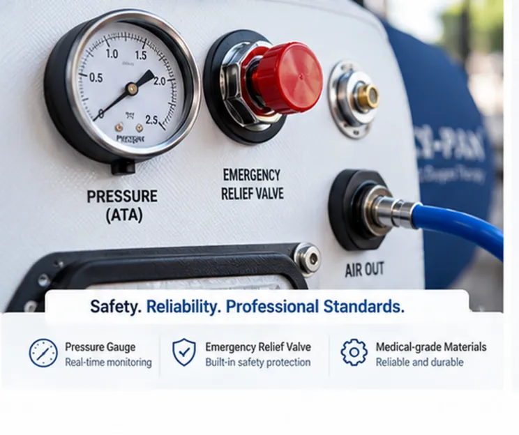 Pressure monitoring, emergency relief and connection hardware are key safety and serviceability cons